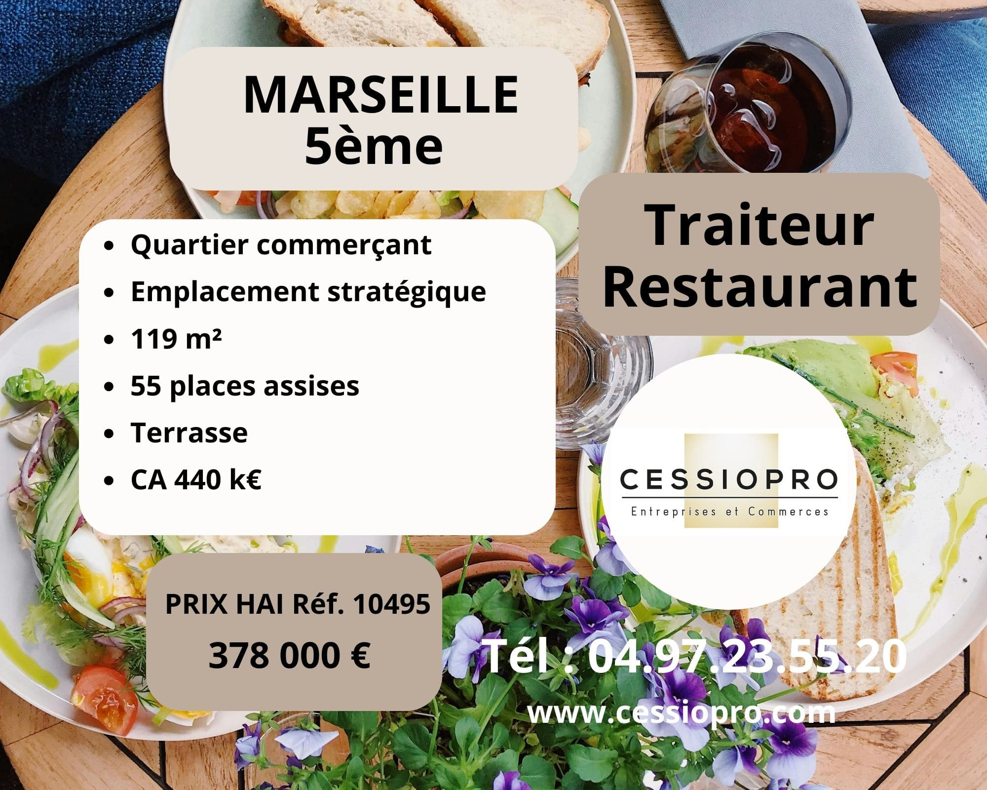 Traiteur/restaurant à Marseille 5ᵉ   CA 440K€