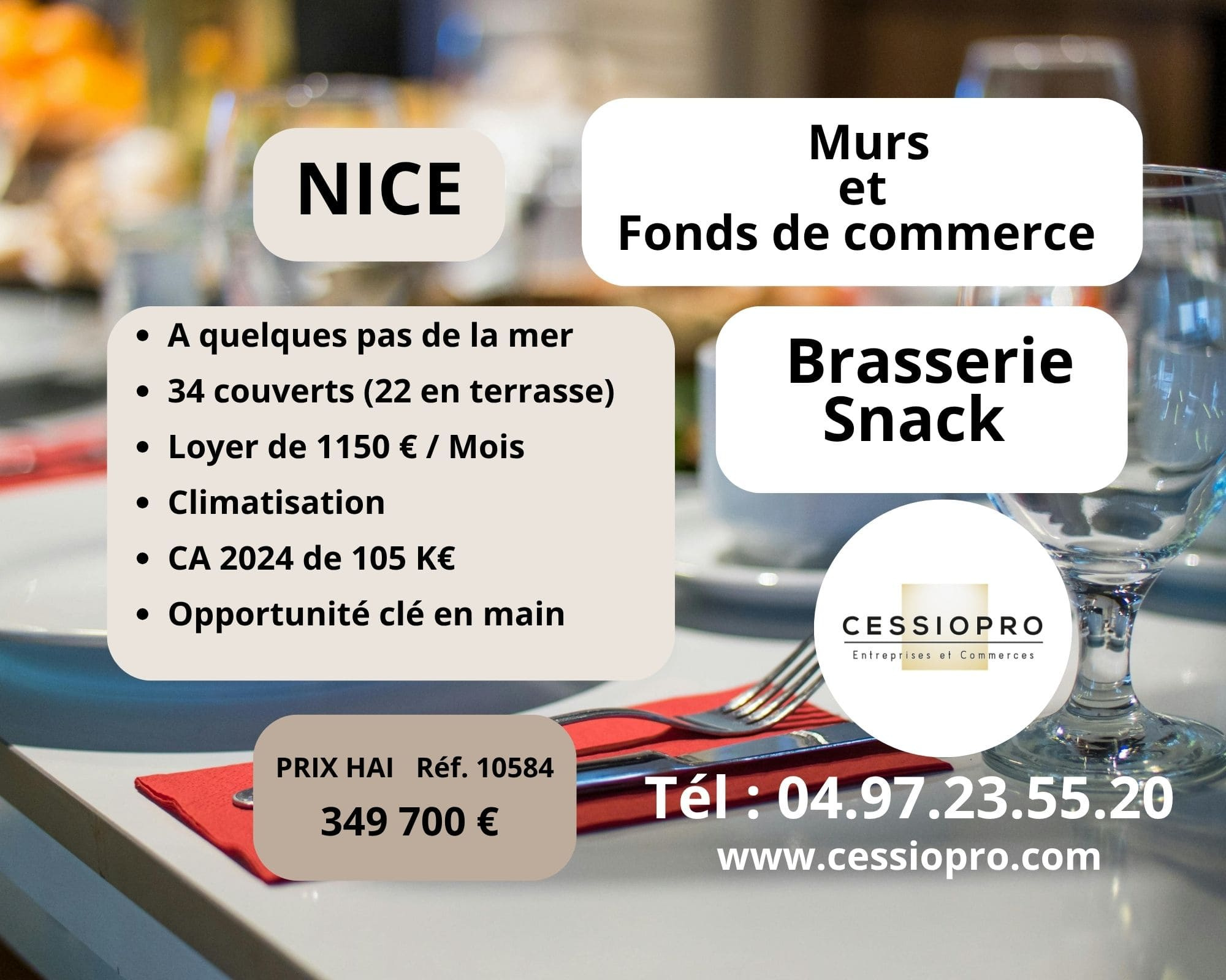 Murs et fonds de commerce   Brasserie/Snack Licence III à Nice