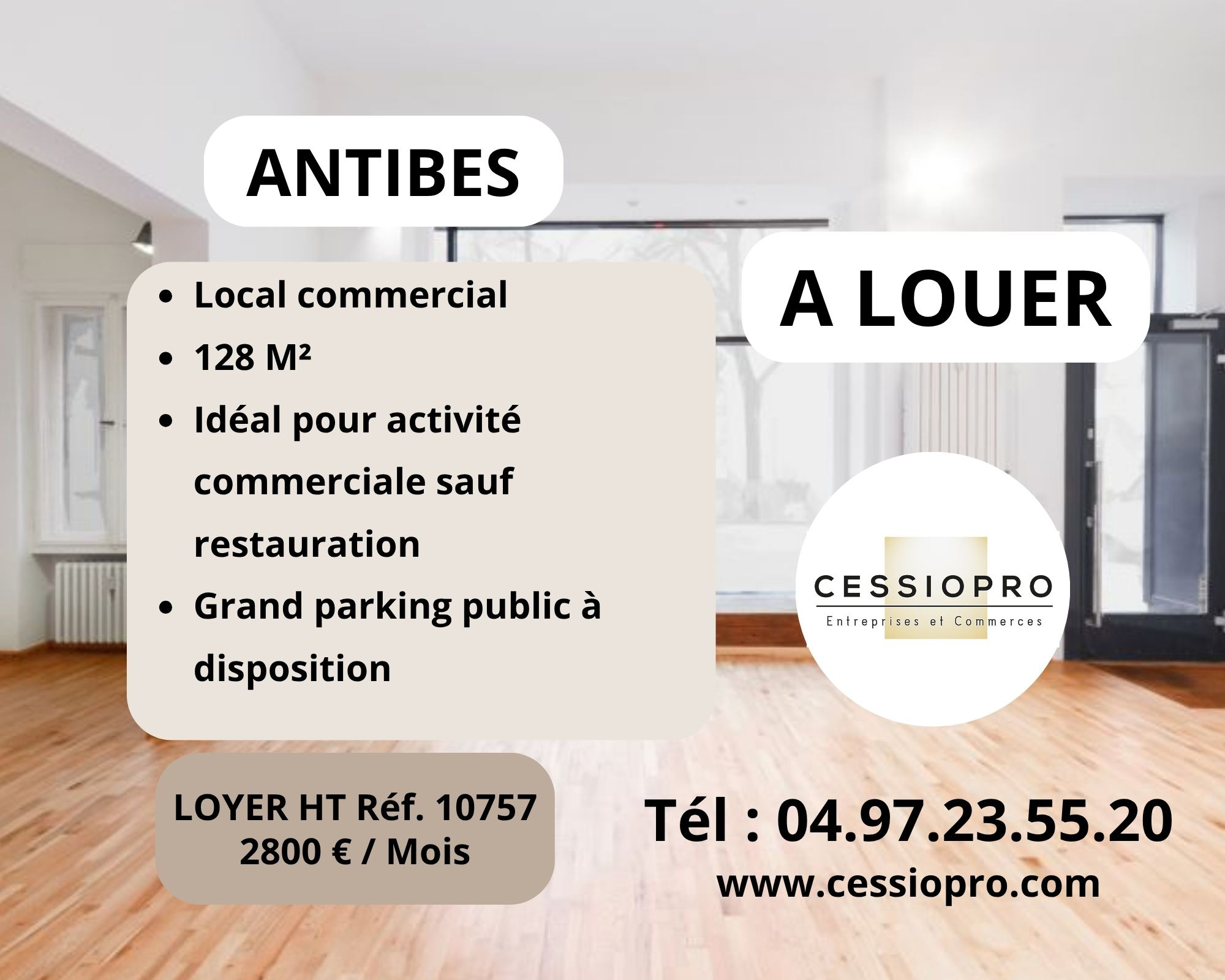 ANTIBES LOCATION PURE LOCAL COMMERCIAL 128 m2