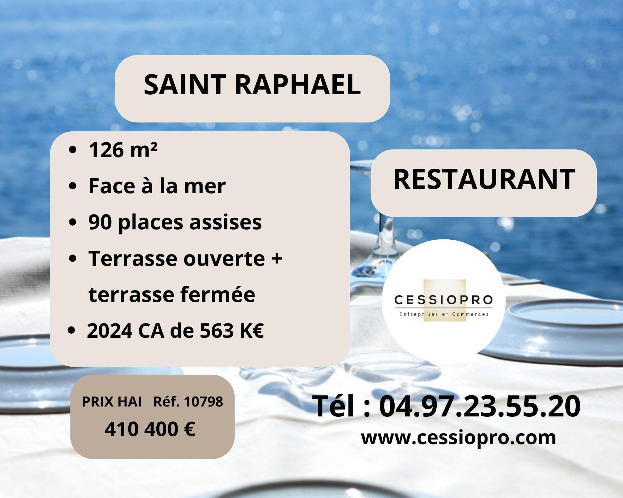 Très beau restaurant traditionnel face à la mer Saint Raphaël