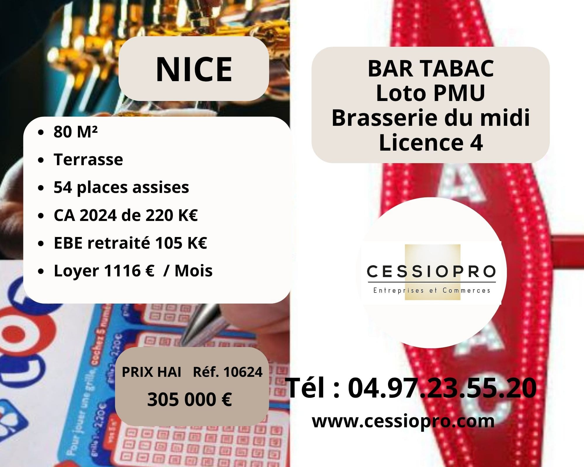 Bar Tabac Loto PMU, Brasserie du midi, Licence 4, avec Terrasse, sur Marseille