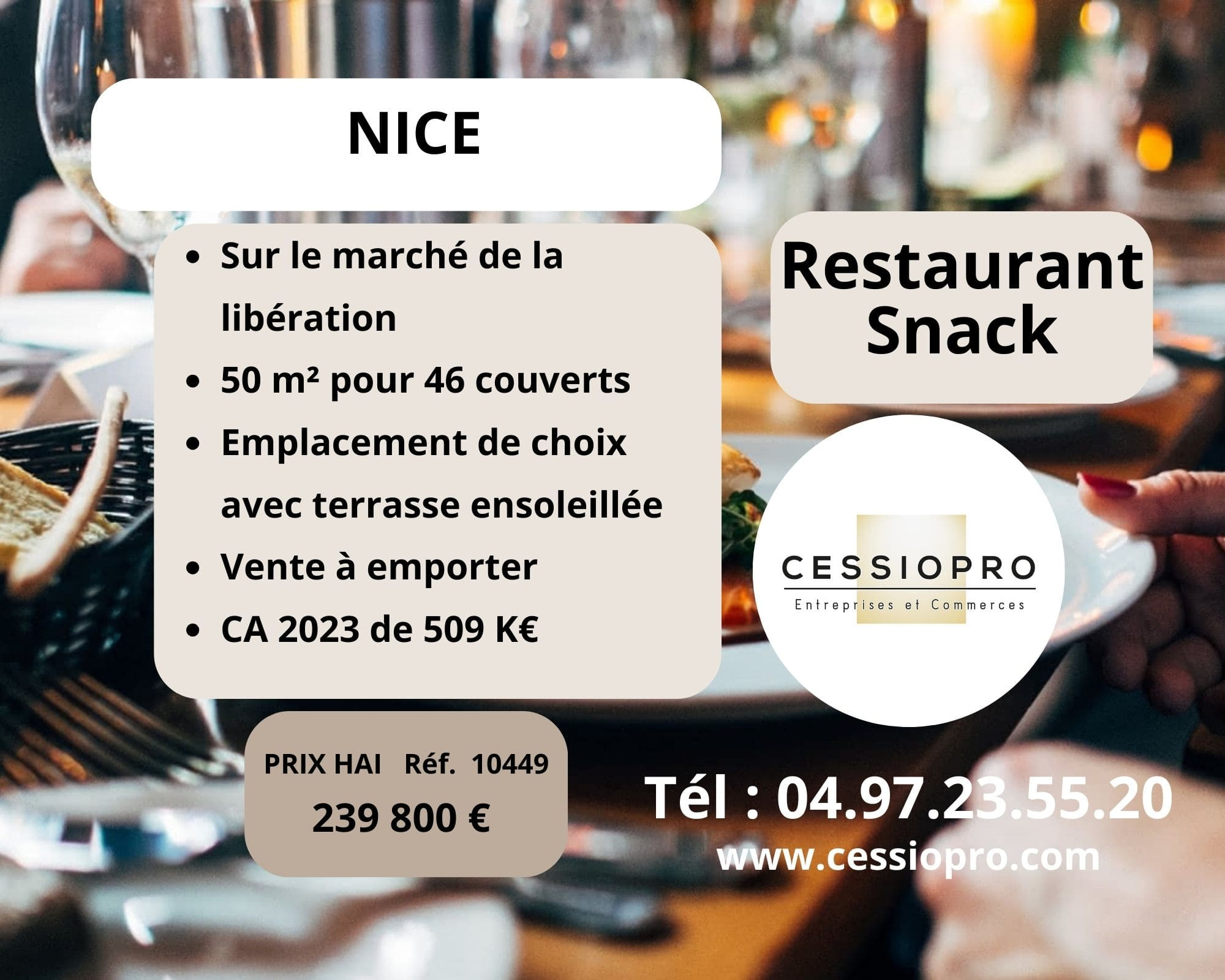 A vendre Fonds de commerce 50m² Nice