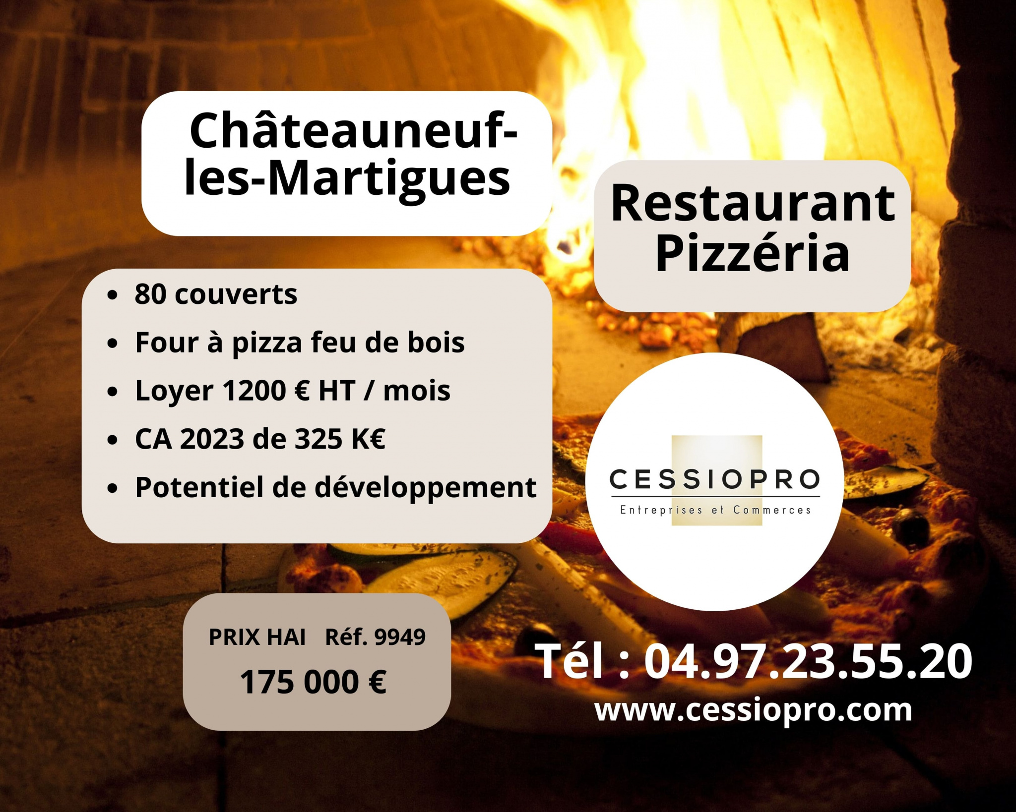 RESTAURANT PIZZERIA 80 COUVERTS CHATEAUNEUF LES MARTIGUES