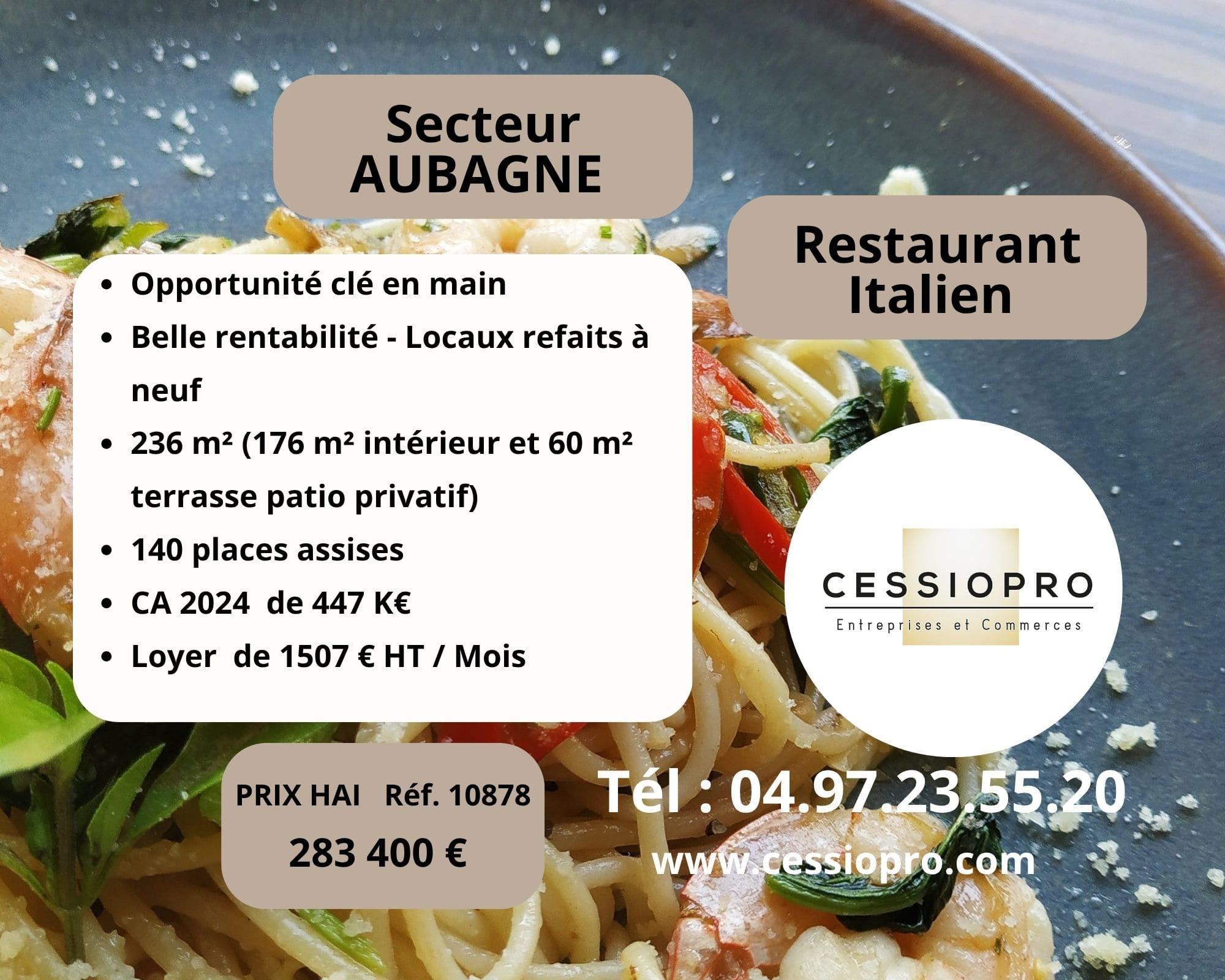 Restaurant italien avec patio privatif   Secteur d’Aubagne