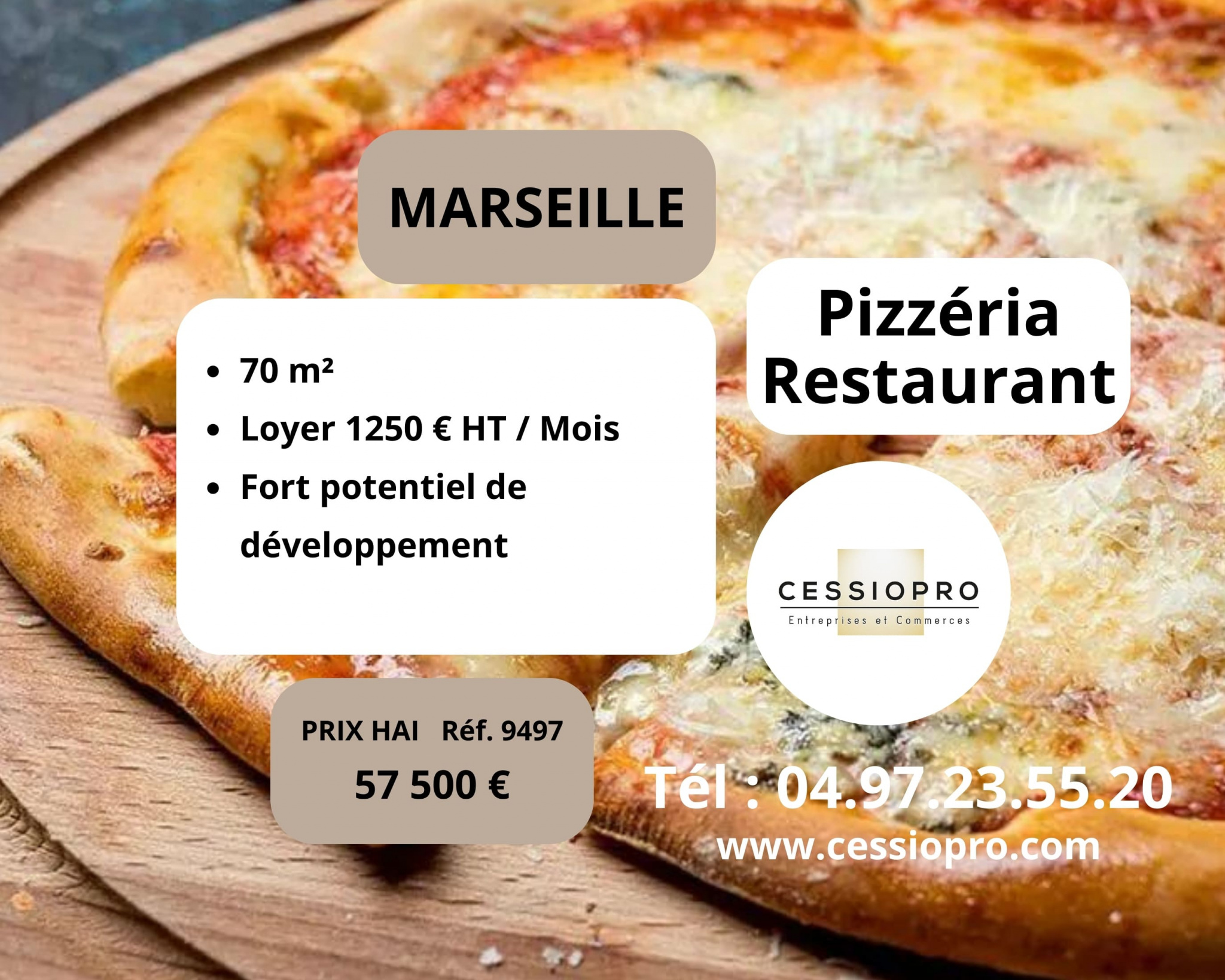 Pizzeria Restaurant de 70 m2 entre le 5, 6 et 10e arrondissements de MARSEILLE