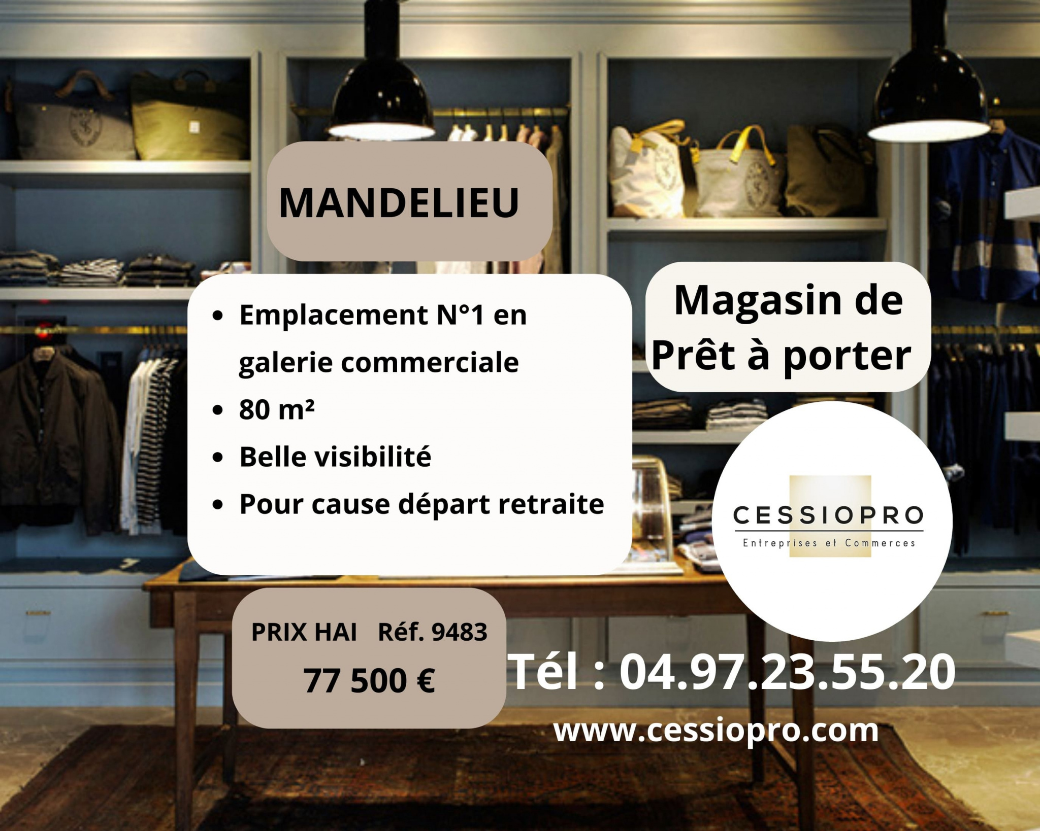 A vendre Fonds de commerce 80m² Mandelieu-la-Napoule