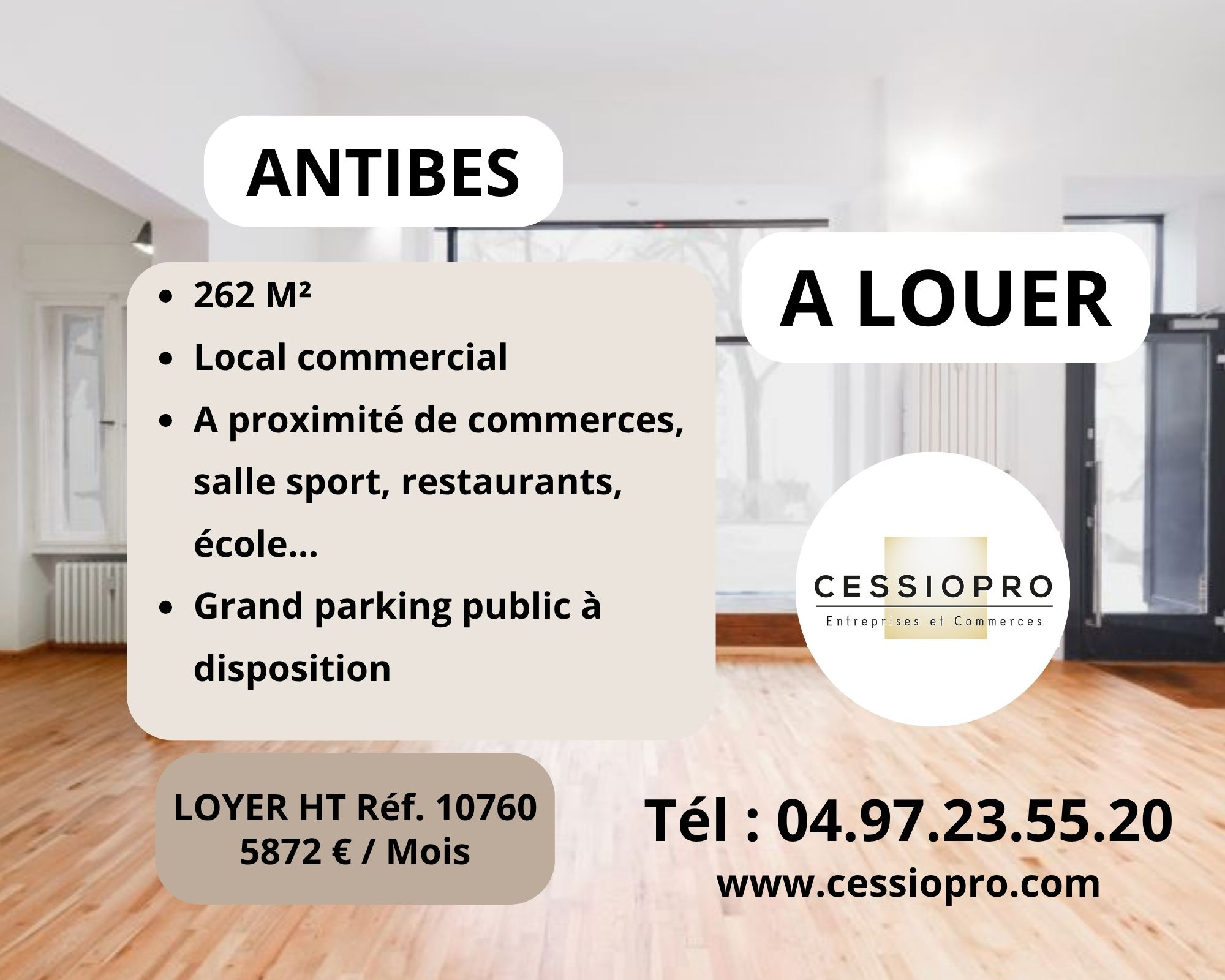 ANTIBES LOCATION PURE LOCAL COMMERCIAL 262 m2