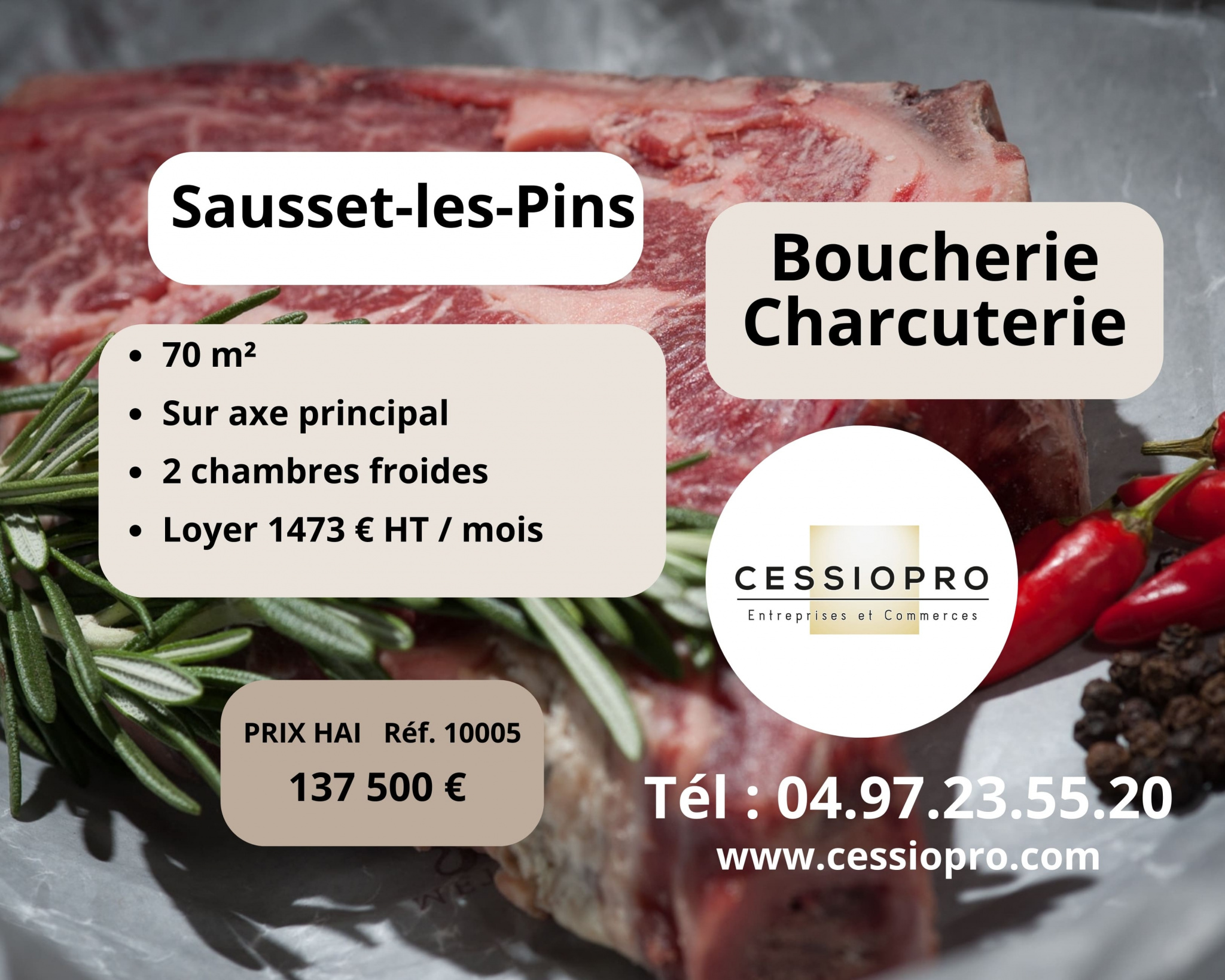 BOUCHERIE CHARCUTERIE 70m2 - SAUSSET LES PINS