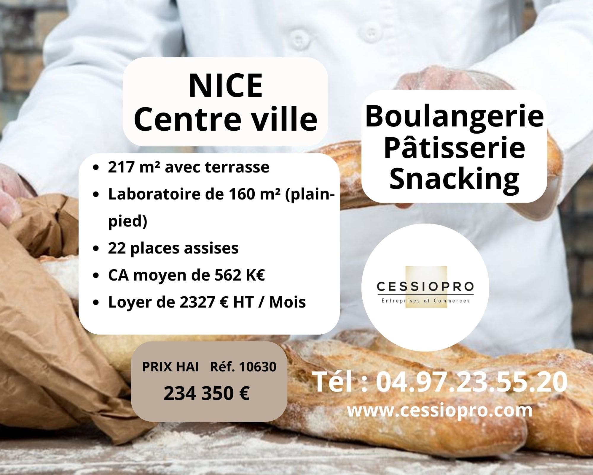 OPPORTUNITÉ-  NICE   BOULANGERIE PÂTISSERIE SNACKING AVEC TERRASSE