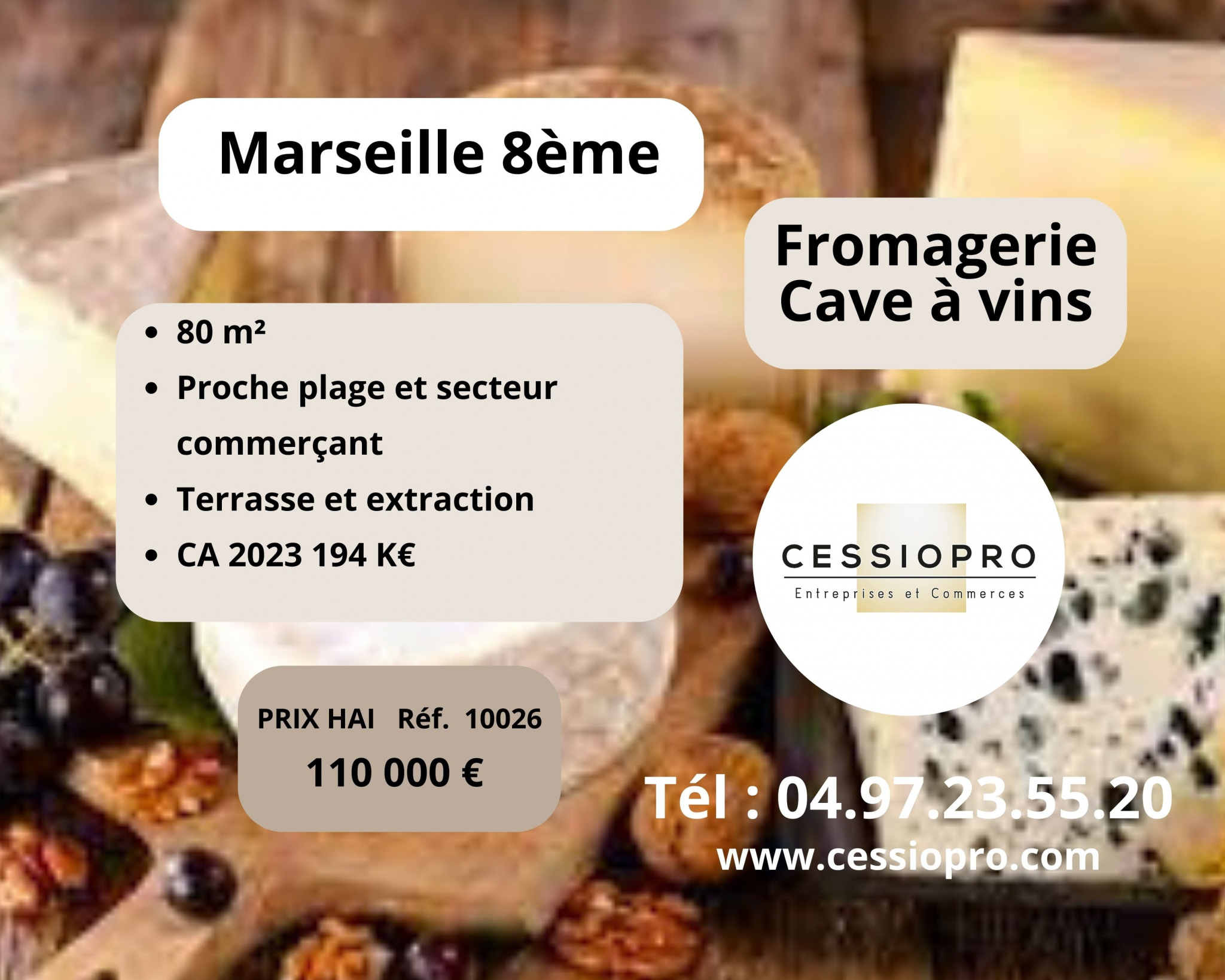 Fromagerie   Cave à vins - 80m2 avec terrasse et extraction   Marseille 8ème