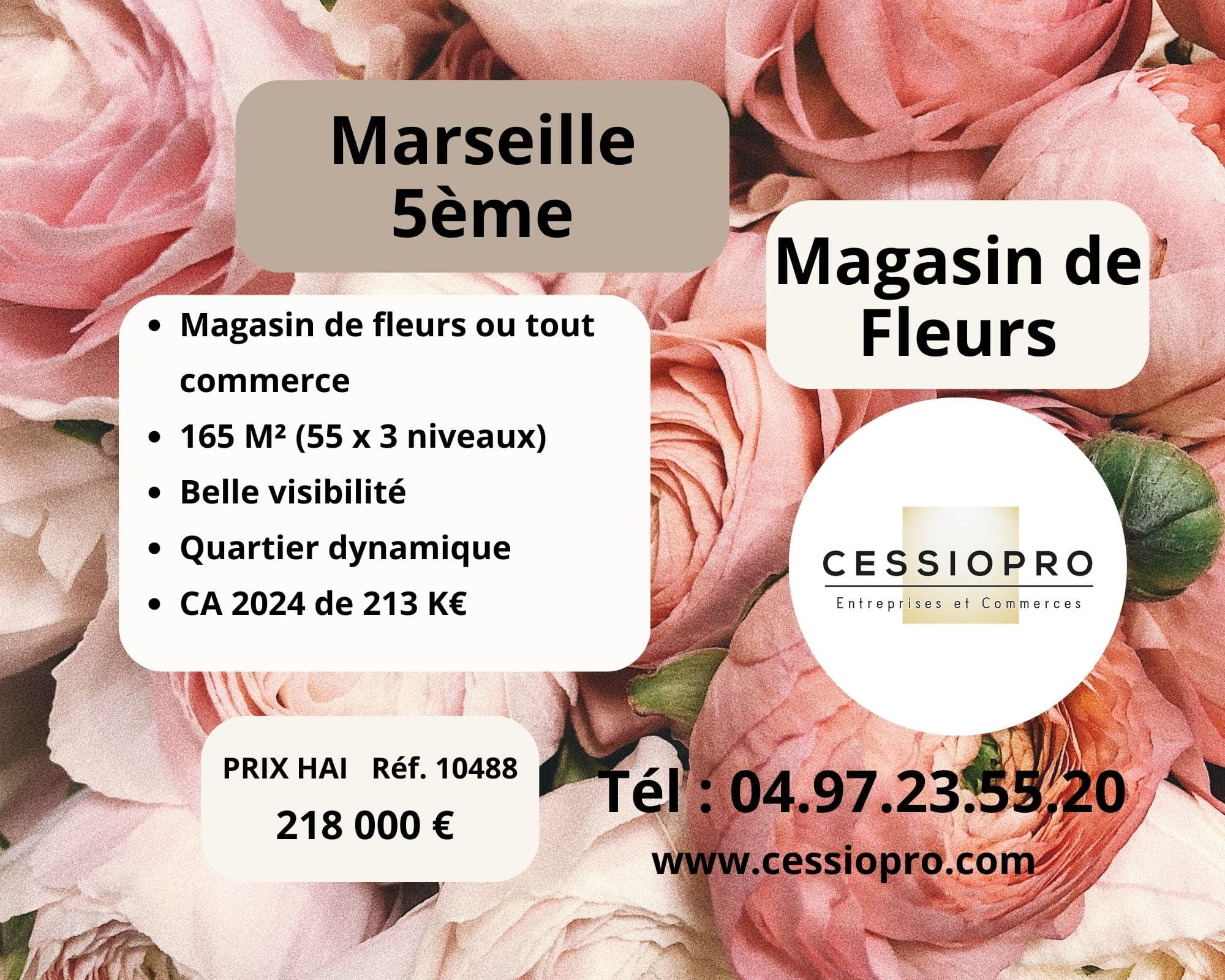 À VENDRE POUR 218 K€, MAGASIN DE FLEURS OU TOUT COMMERCE, MARSEILLE 5e