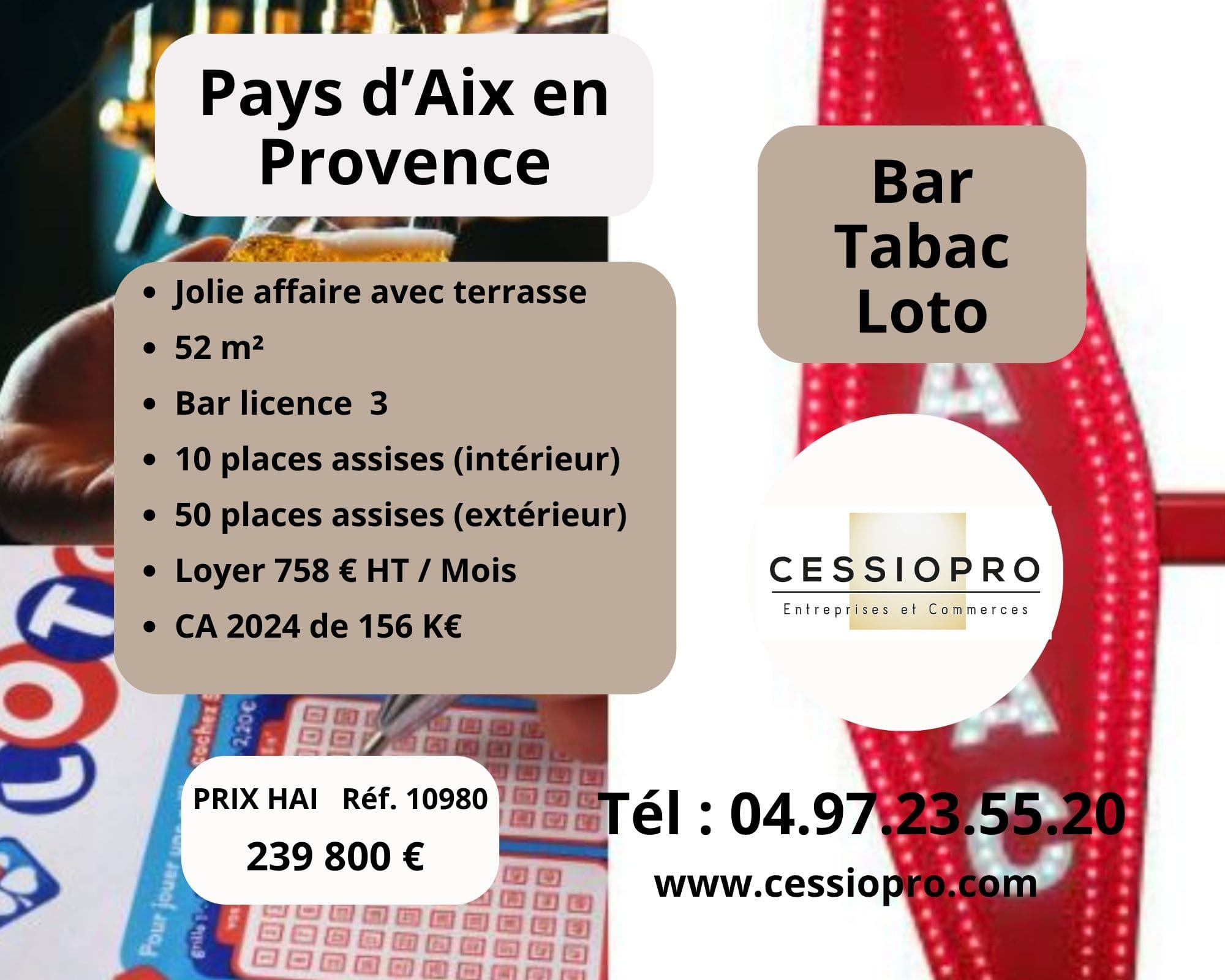 Jolie affaire de Bar Tabac Loto + Terrasse, Pays d’Aix en Provence