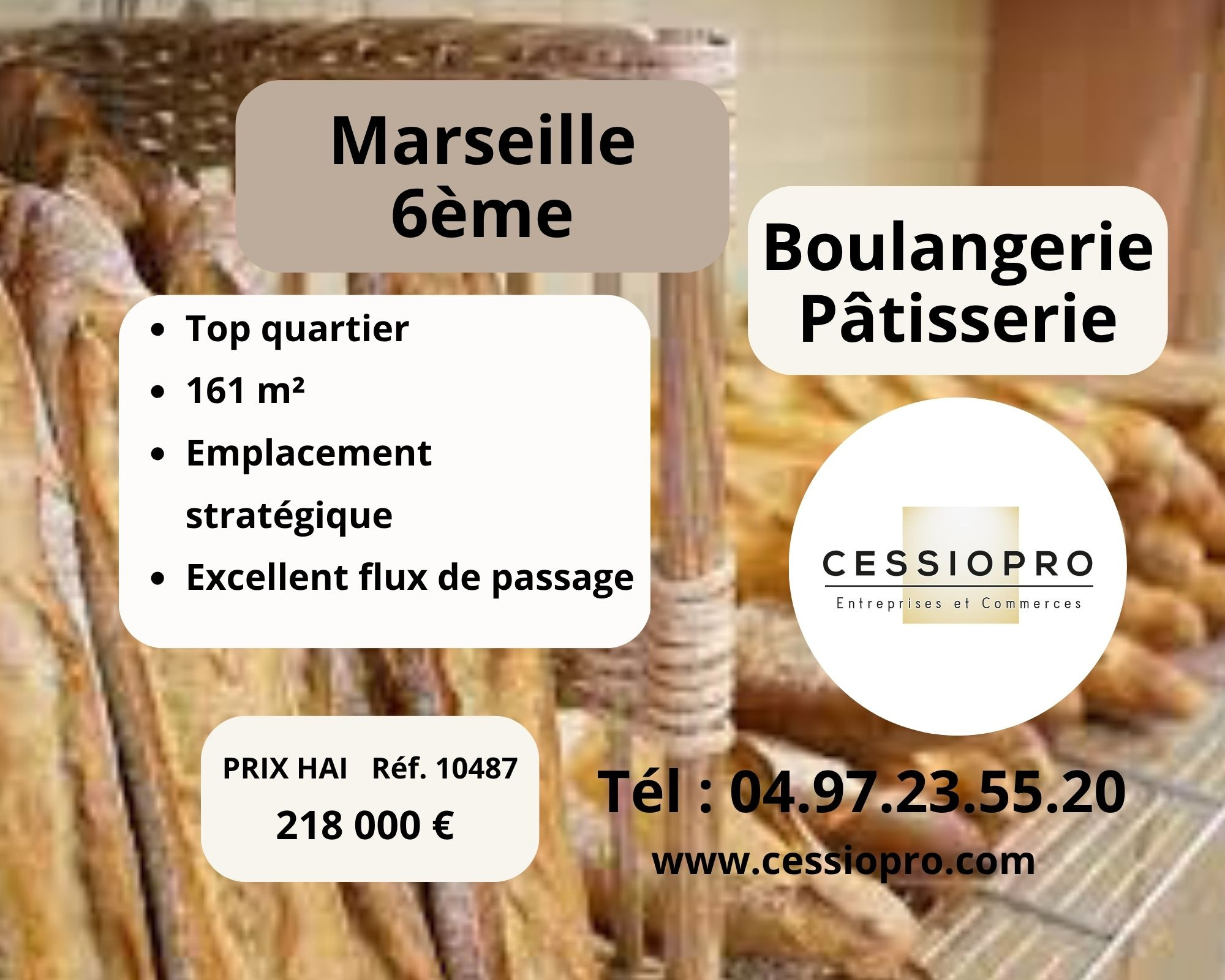 A VENDRE 218 000 € BOULANGERIE PATISSERIE MARSEILLE 6iéme TOP QUARTIER