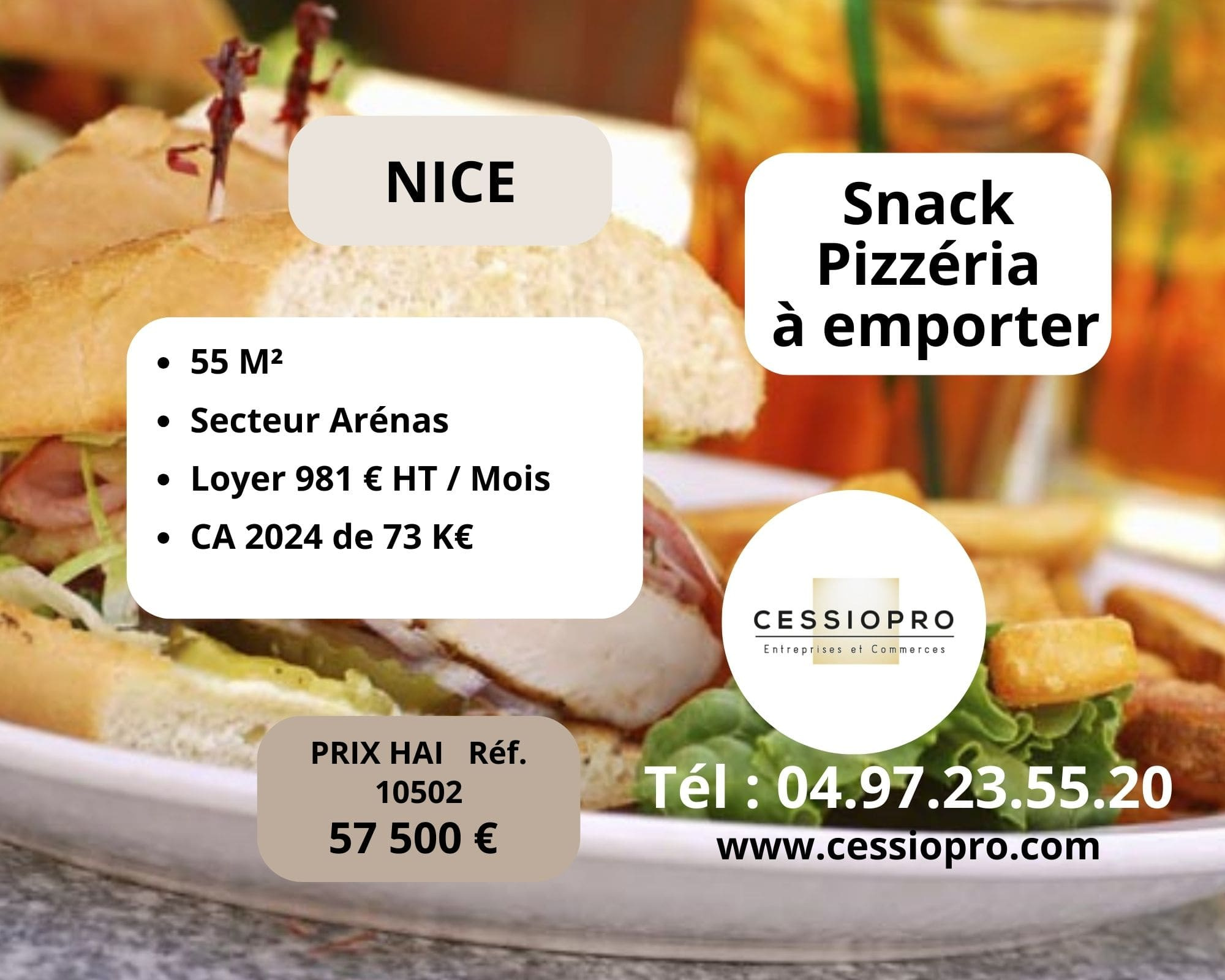 Snack-pizzeria à emporter avec un potentiel de développement XXL à Nice